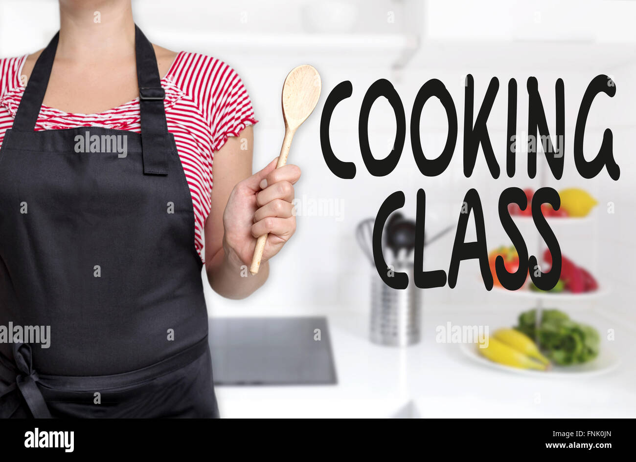 Kochen Klasse Cook Holzlöffel Hintergrund Konzept halten. Stockfoto