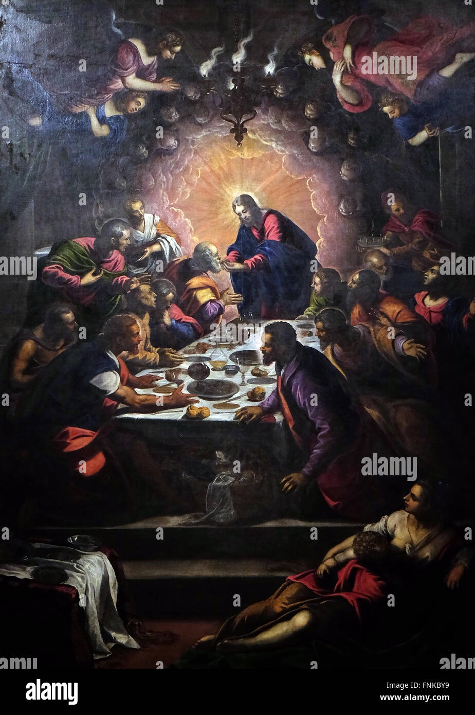 Altarbild, das letzte Abendmahl von Tintoretto in der Kathedrale von St. Martin in Lucca, Italien Stockfoto