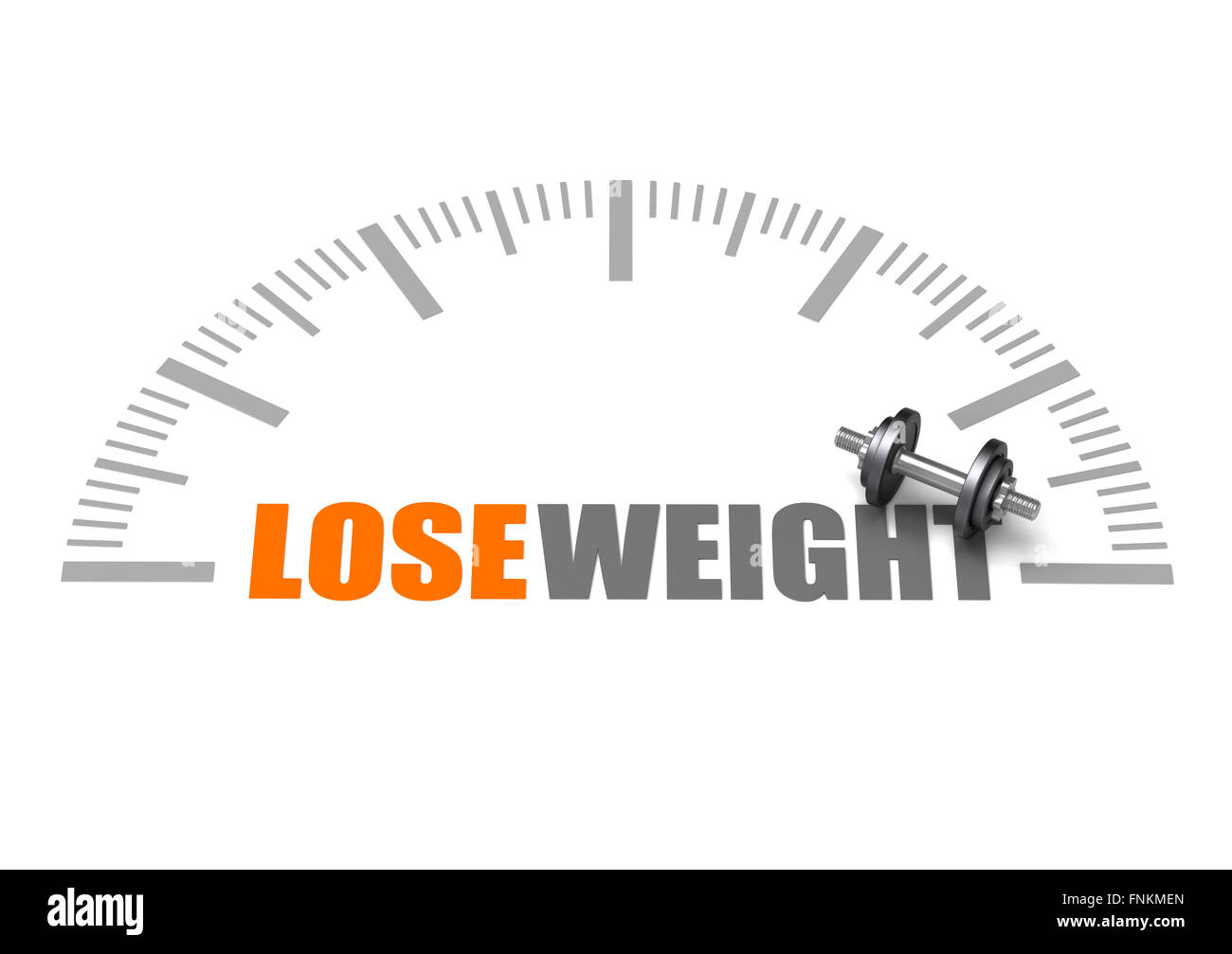 Gewicht-Text mit Hantel und Gewicht zu verlieren Stockfoto