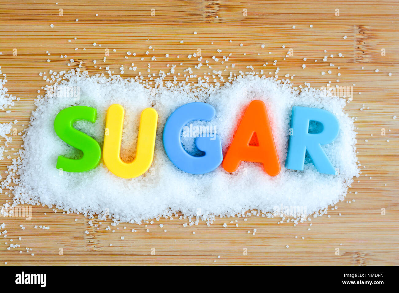Zucker-Text aus Magnetbuchstaben Konzept Stockfoto