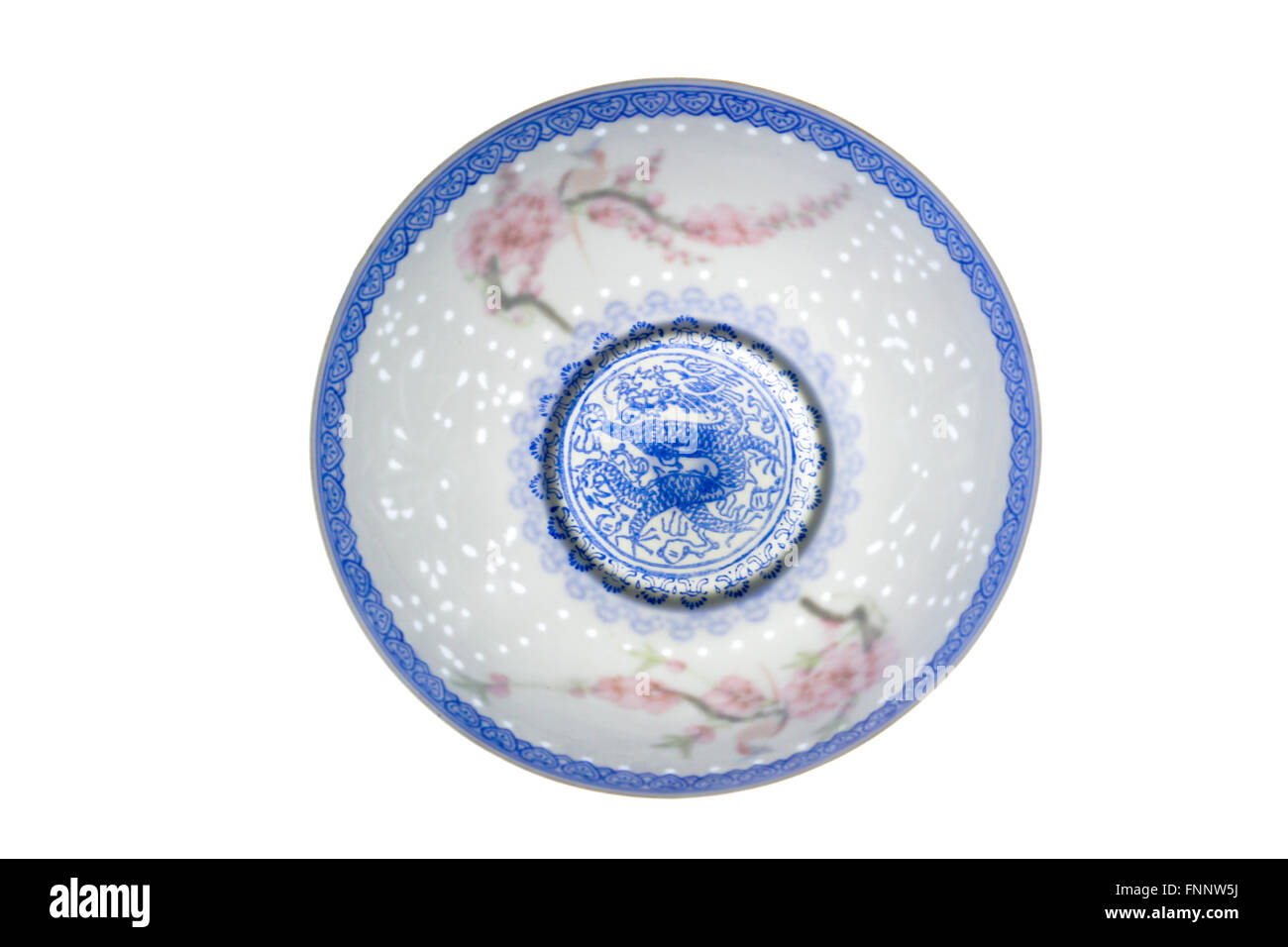 alte chinesische Schüssel mit Pfirsich Blumenmalerei Stockfoto