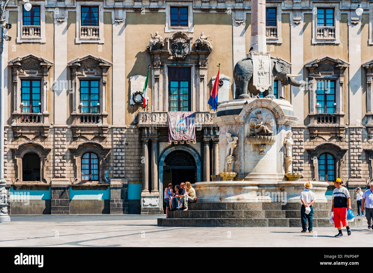 Rathaus der Stadt. Palazzo Degli Elefanti - Elefanten-Palast - ist ein historisches Gebäude in Catania, Sizilien, Italien Stockfoto