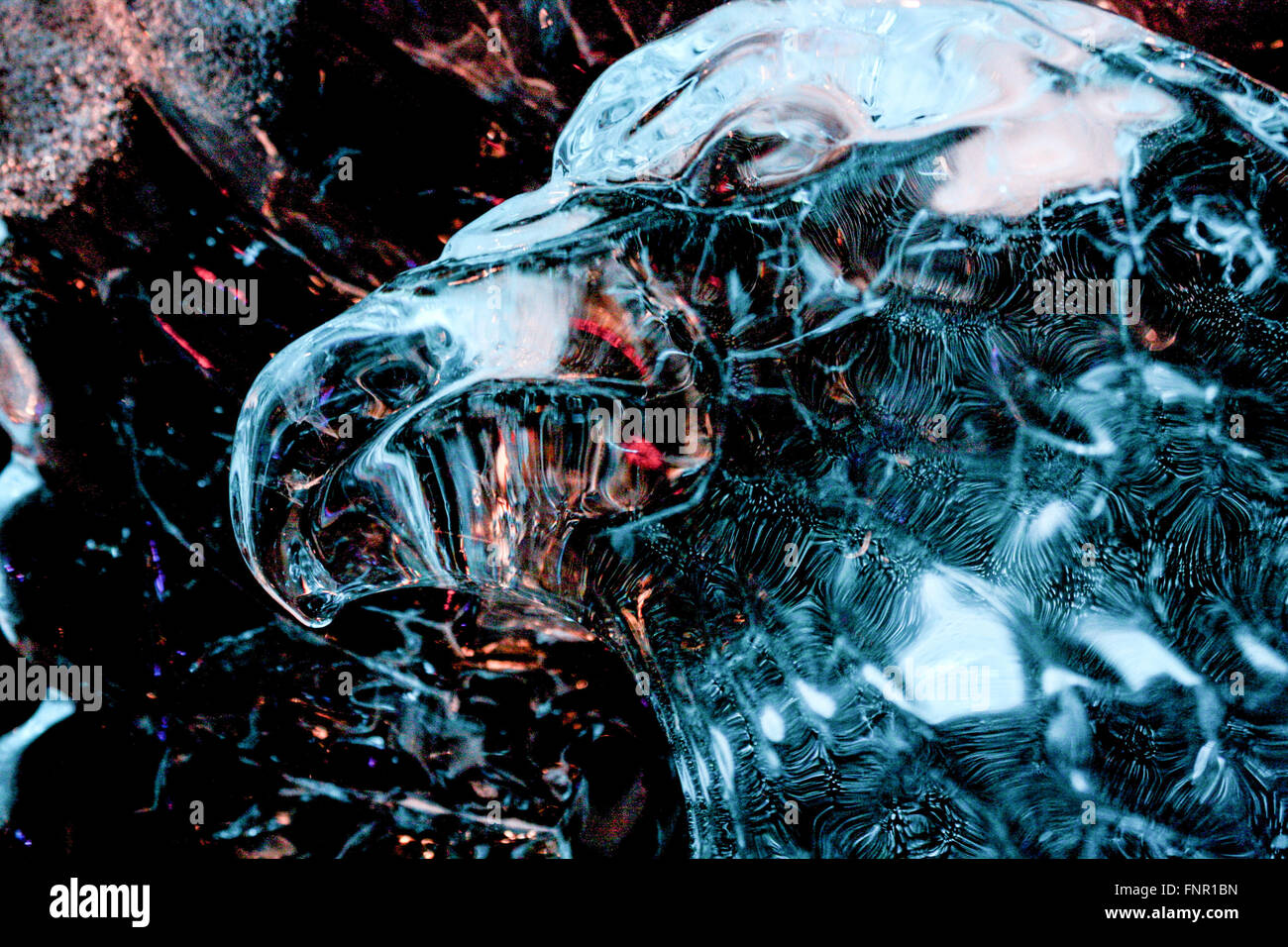 Eis-Skulptur eines Adler oder Habicht, während eine Alaska-Kreuzfahrt an Bord der Celebrity Mercury genommen Stockfoto