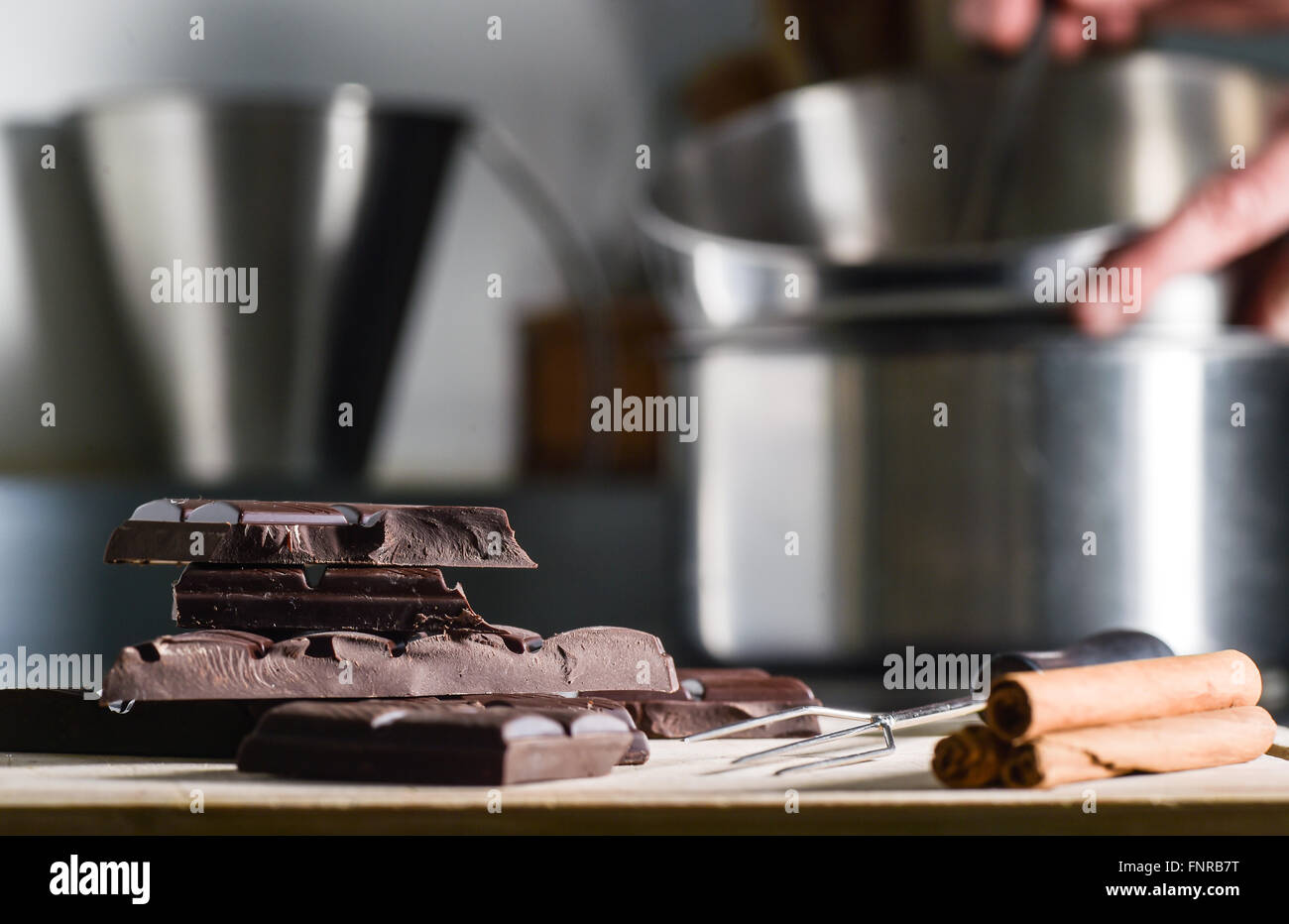 Bar-Schokolade Schokoladenküche gebrochen Stockfoto