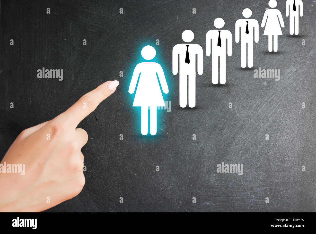 Headhunting oder Mietkosten für eine Business-Frau im Management-team Stockfoto