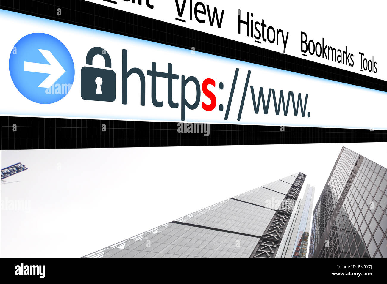 Gesicherte Verbindung Link Web Browser Details Stockfoto