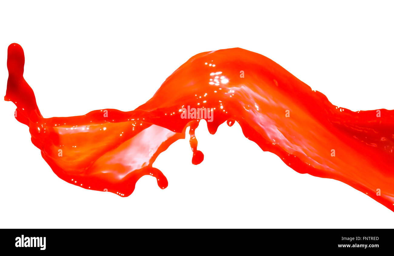 Spritzer rot malen isolierten auf weißen Hintergrund Stockfoto