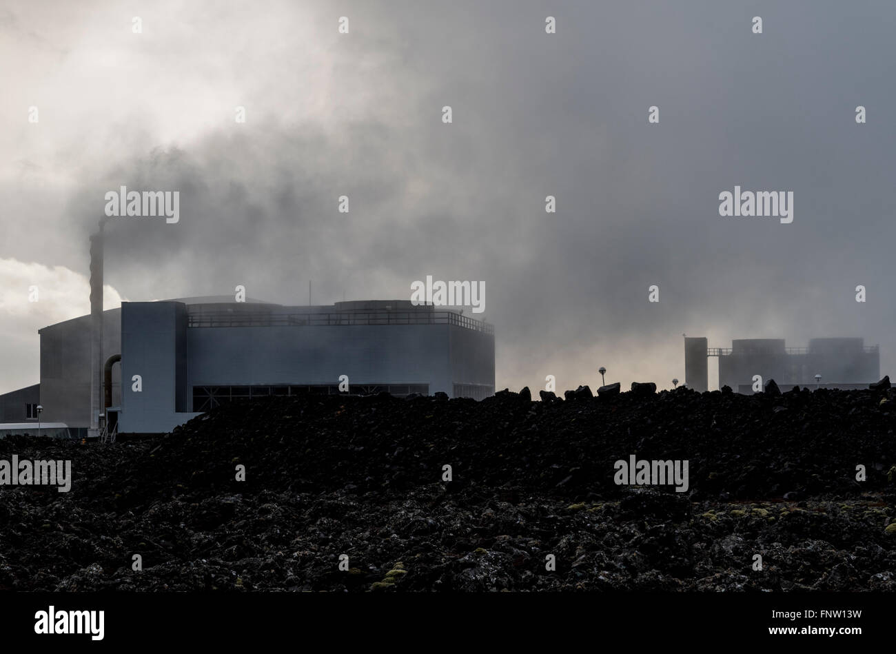 Das Svartsengi geothermische Kraftwerk in Island Stockfoto