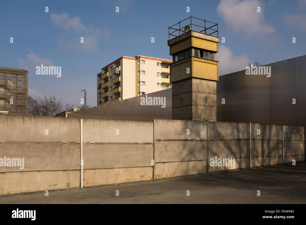 BERLIN, März 15: Die "Gedenkstatte Berliner Mauer" (Deutsch für Gedenkstätte Berliner Mauer) in Berlin-Mitte am 15. März 2016. Stockfoto