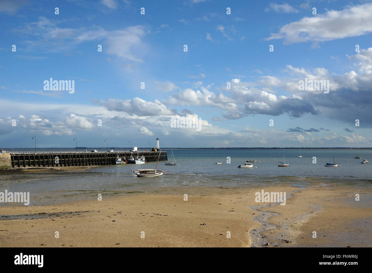 Cancale, Bucht le Mont St Michel an den niedrigen Gezeiten. Stockfoto