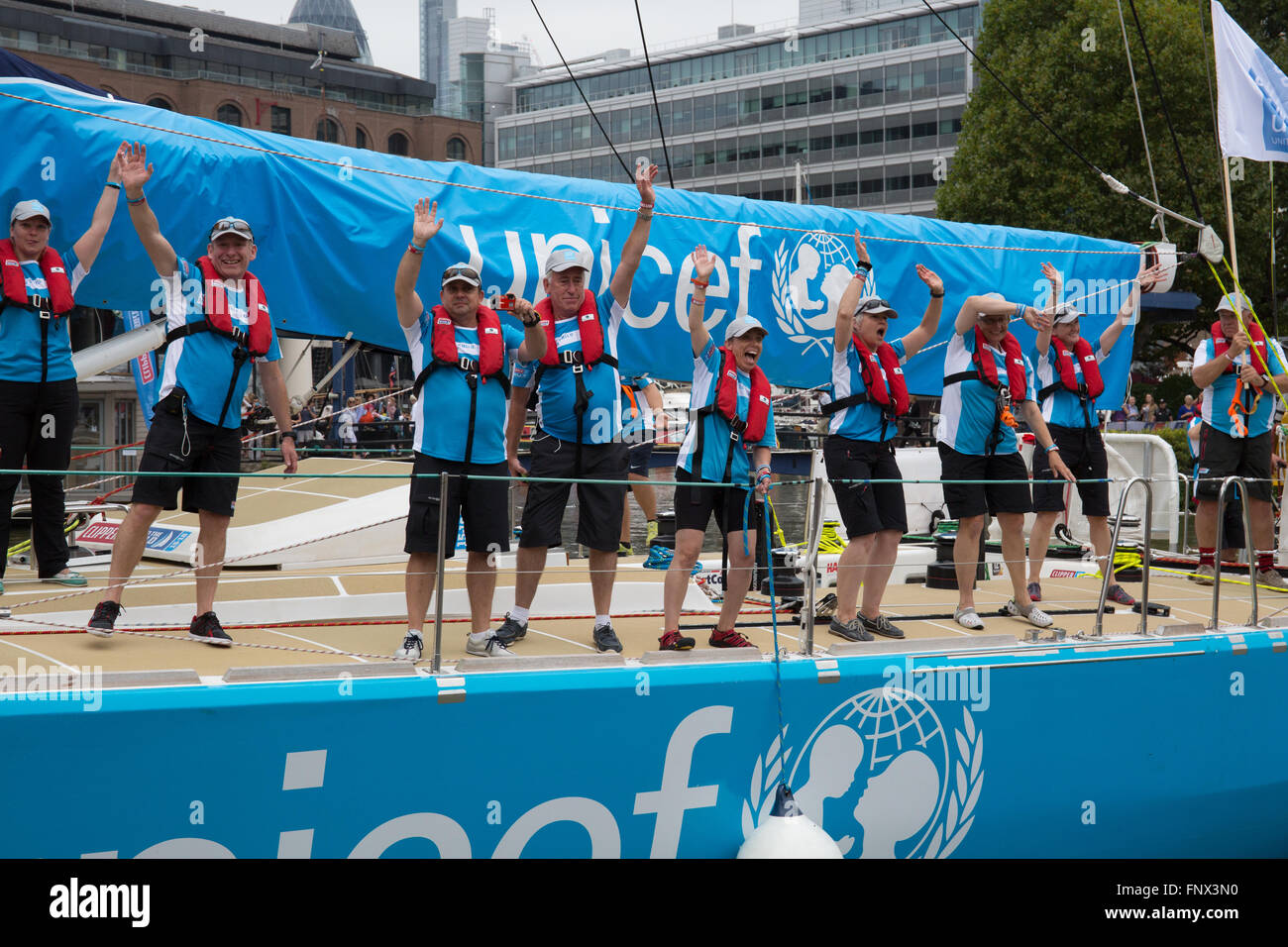 UNICEF unterstützt Clipper Round the WOrld Race yacht Stockfoto