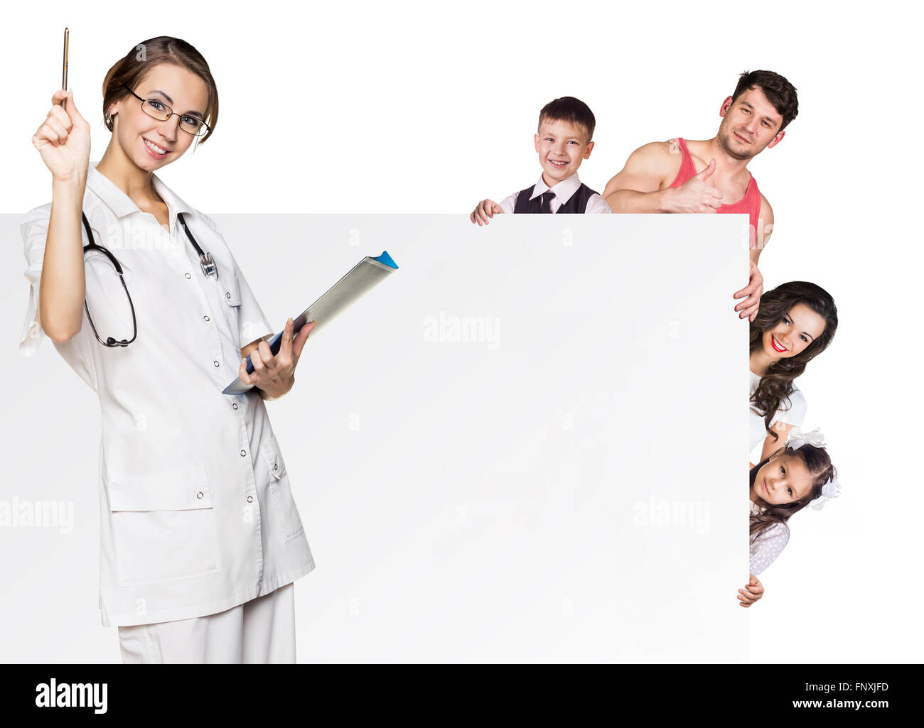 Familie beim Arzt Termin Stockfoto
