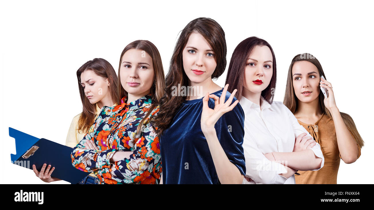 Schöne Frauen mit gekreuzten Händen Stockfoto