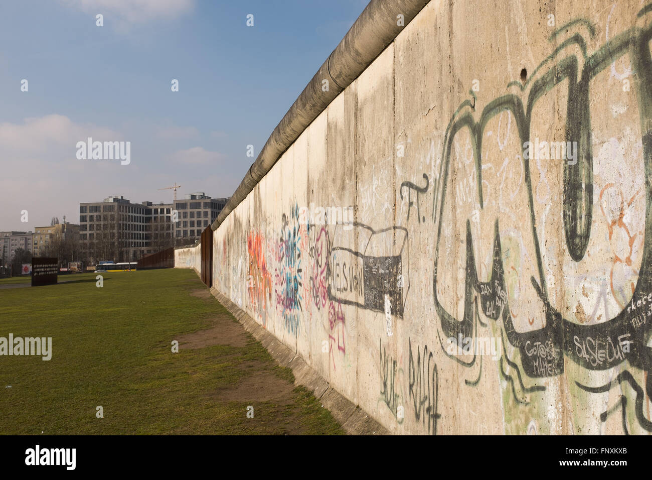 BERLIN, März 15: Die "Gedenkstatte Berliner Mauer" (Deutsch für Gedenkstätte Berliner Mauer) in Berlin-Mitte am 15. März 2016. Stockfoto