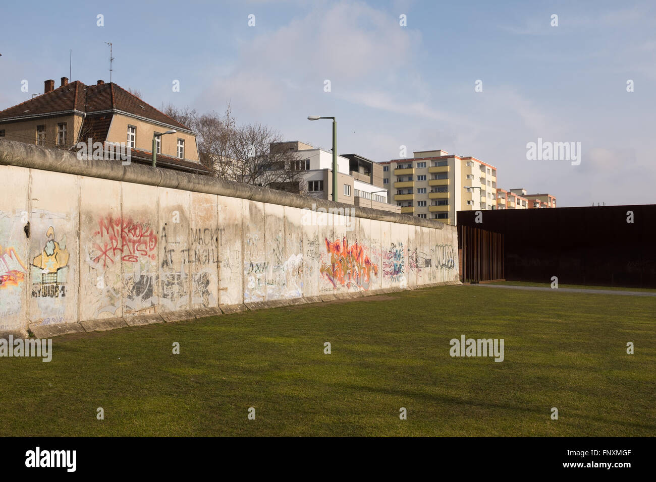 BERLIN, März 15: Die "Gedenkstatte Berliner Mauer" (Deutsch für Gedenkstätte Berliner Mauer) in Berlin-Mitte am 15. März 2016. Stockfoto