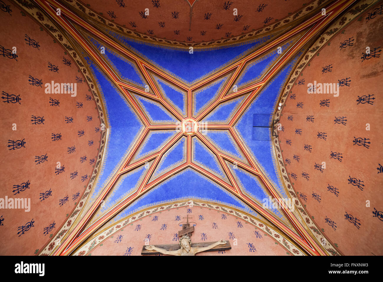 Polen, Krakau, St. Florian Gate Interieur, Kapelle Decke, Gewölbe, des 19. Jahrhunderts im neugotischen Stil, historische Museum des Cit Stockfoto