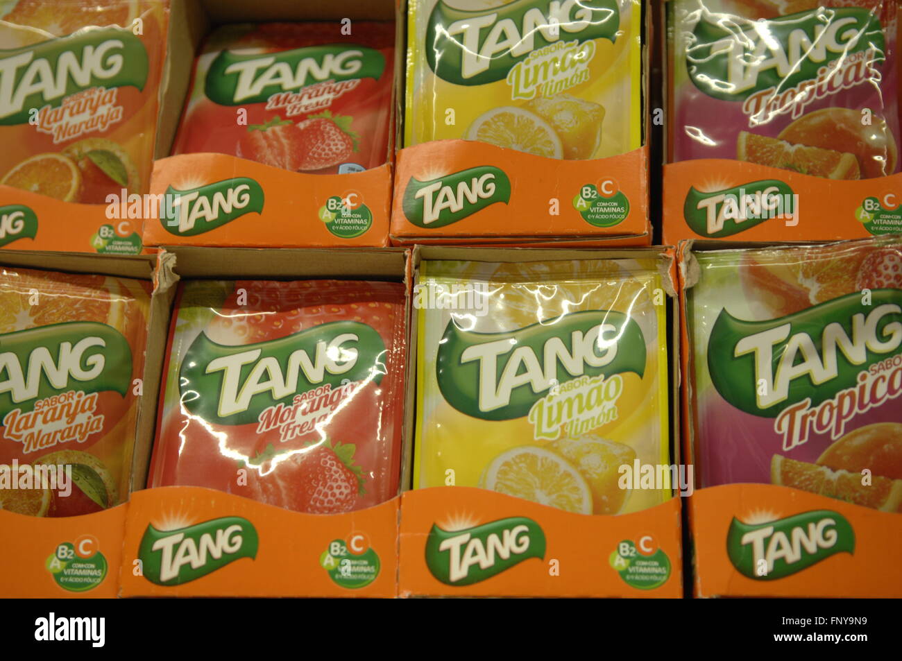 Tang Fruchtgeschmack Getränk aus ein Markenname des sofortigen Früchte aromatisiert Getränke im Besitz von Mondelēz International. Stockfoto