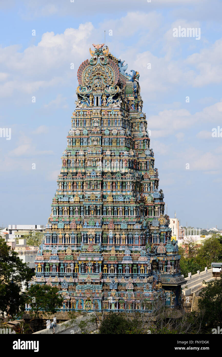 Meenakshi Sundareswarar Tempel in Madurai. Tamil Nadu, Indien. Es ist ein Twin-Tempel, von denen Meenakshi gewidmet ist Stockfoto