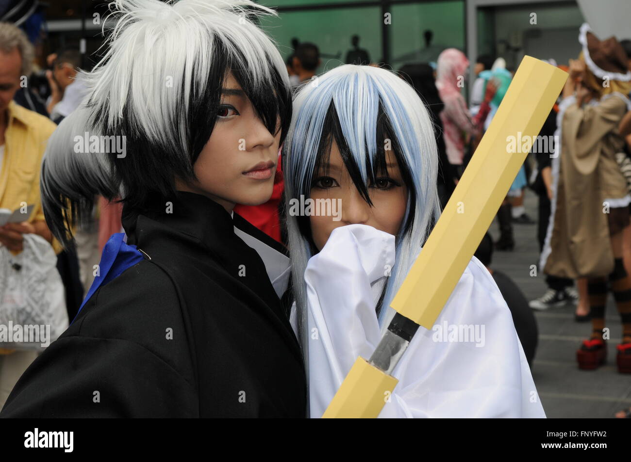 Schwarz und weiß behaart Thais beim japanischen Cosplay Festival in Bangkok, Thailand. Kredit: Kraig Lieb Stockfoto