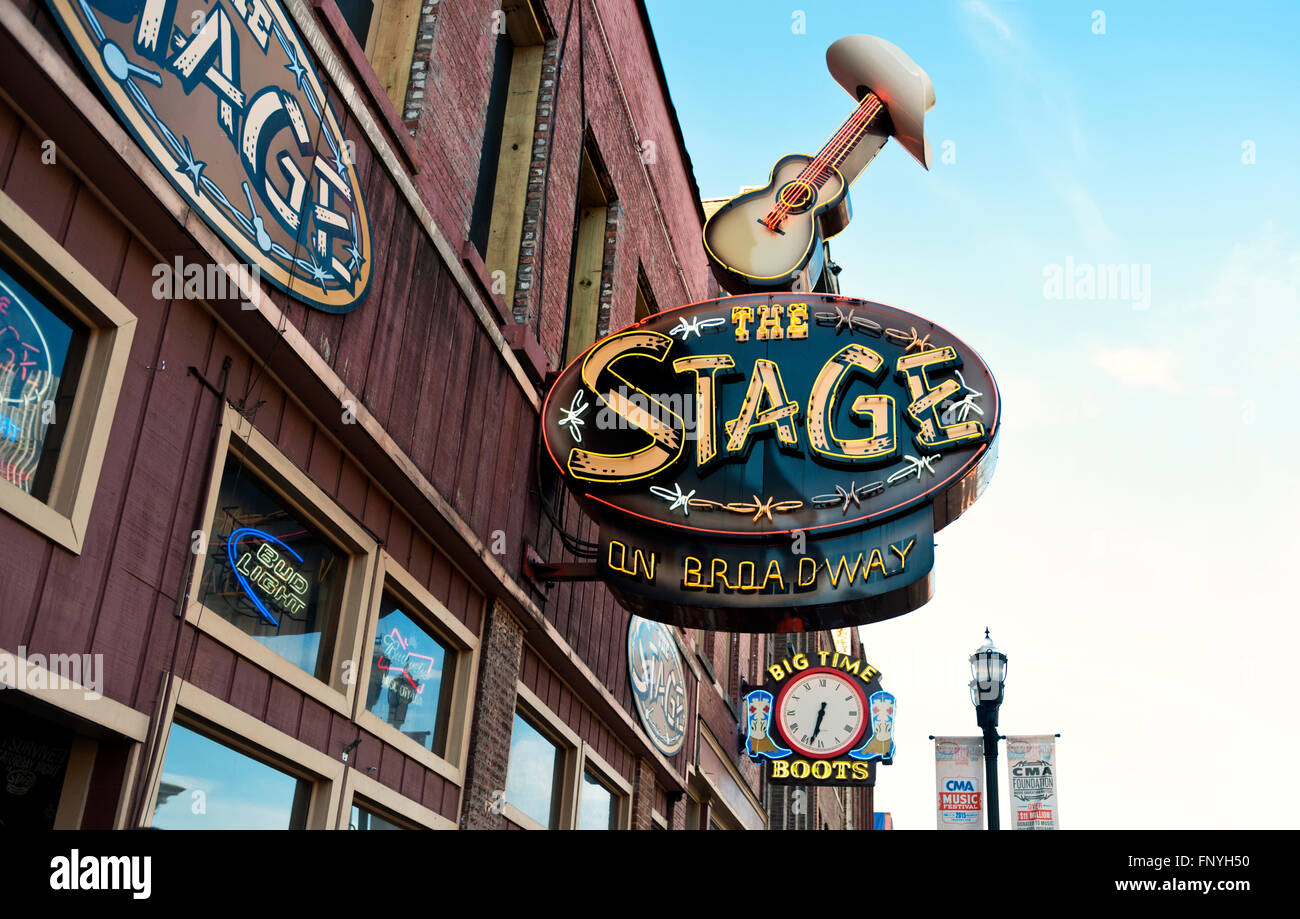 "Die Bühne am Broadway" in Nashville Tennessee Stockfoto