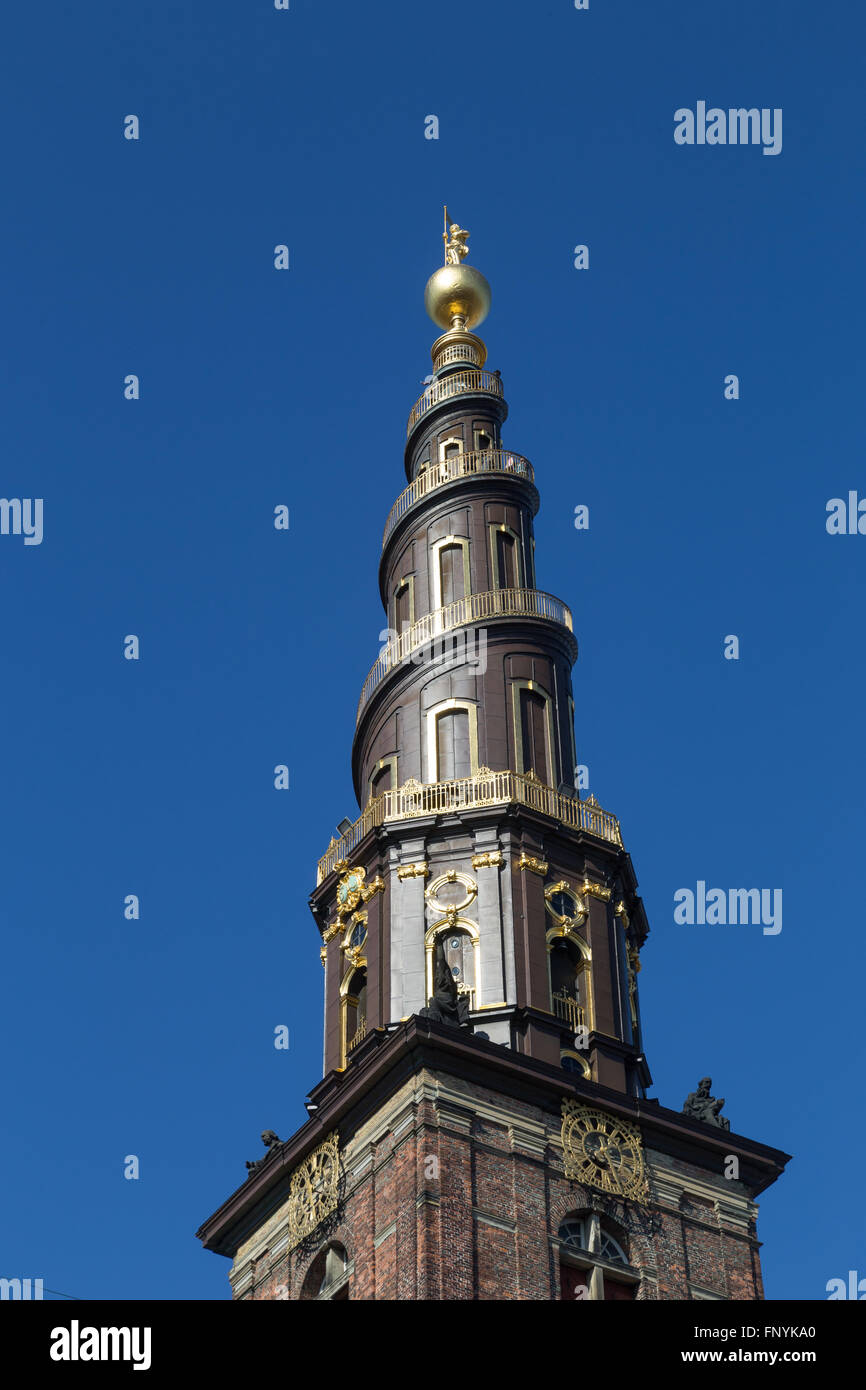 Foto von Vor Frelsers Kirke, Kirche des Erlösers in Kopenhagen, Dänemark. Stockfoto