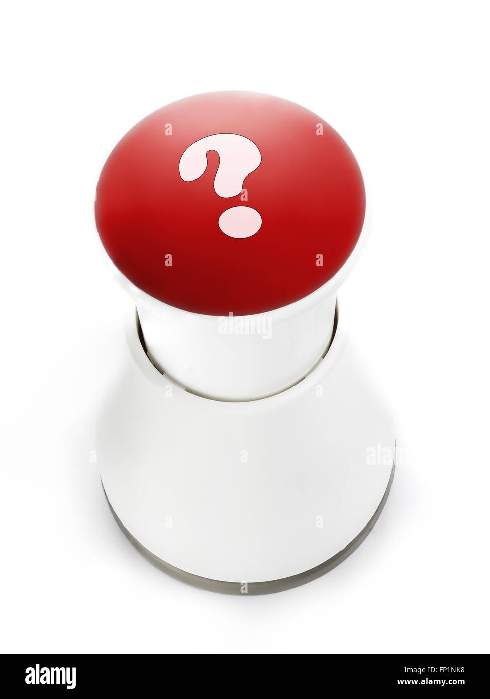 Roten Druckknopf mit Fragezeichen Stockfoto