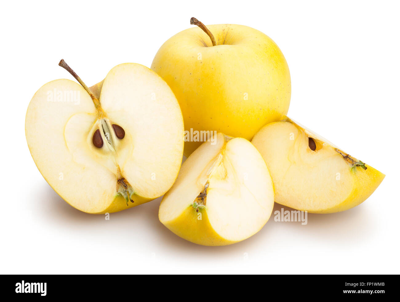 gelben Äpfeln isoliert Stockfoto