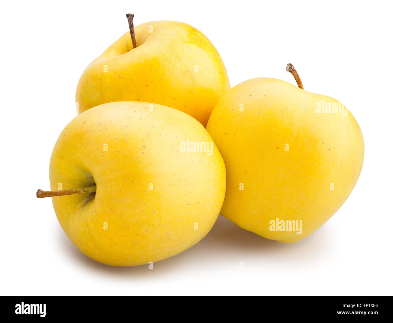 gelben Äpfeln isoliert Stockfoto
