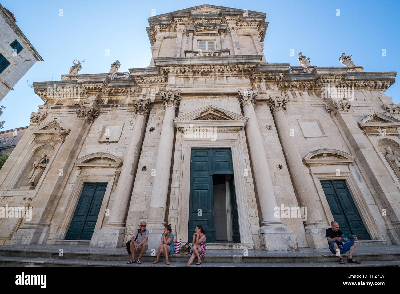 Kathedrale der Himmelfahrt der Jungfrau Maria auf die Altstadt von Dubrovnik Stadt, Kroatien Stockfoto