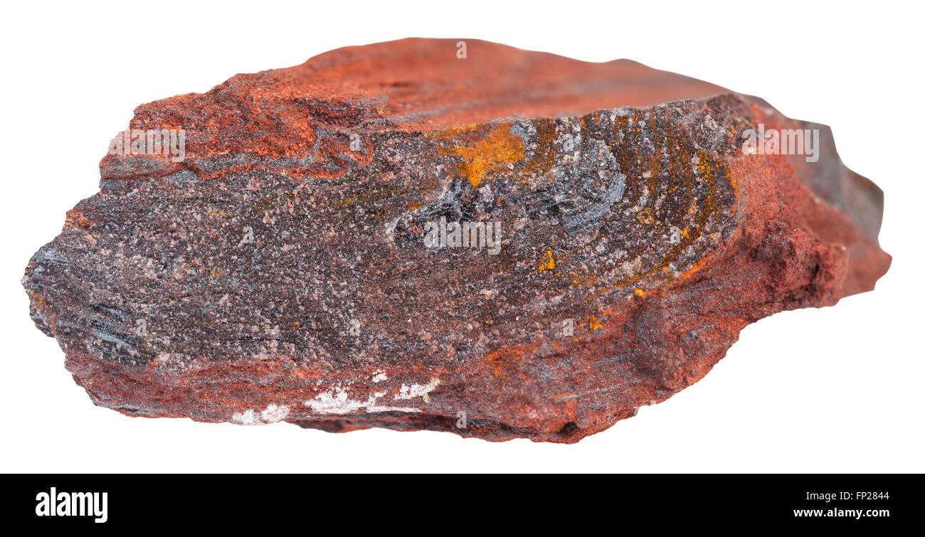 Makroaufnahmen von Naturstein Probe - Edelstein des eisenhaltigen Quarzit (Jaspillite, Jaspilite, Taconite, Itabirit, hemati Stockfoto