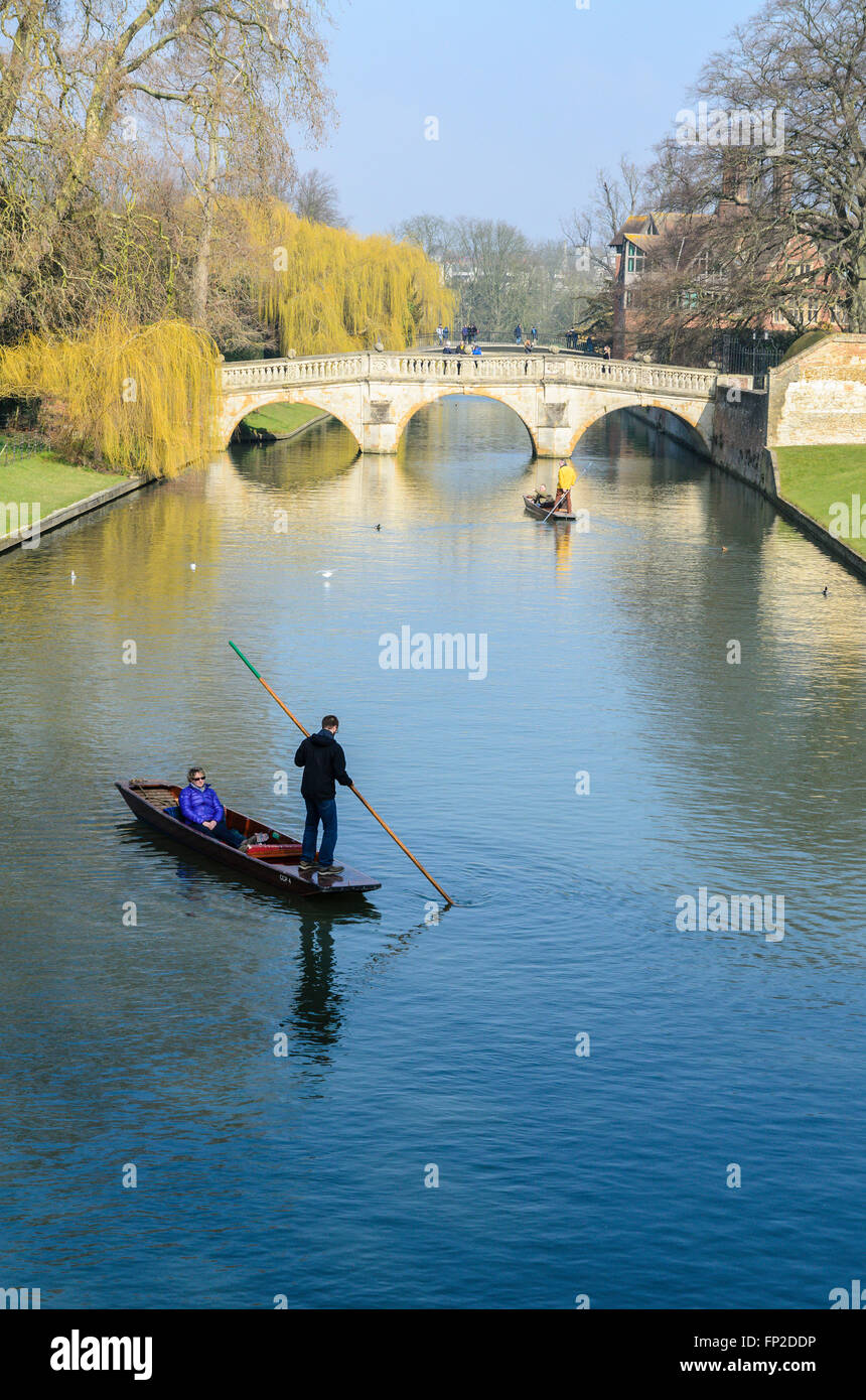 Menschen Stechkahn fahren auf dem Fluss Cam, Cambridge, Cambridgeshire, England, Vereinigtes Königreich. Stockfoto