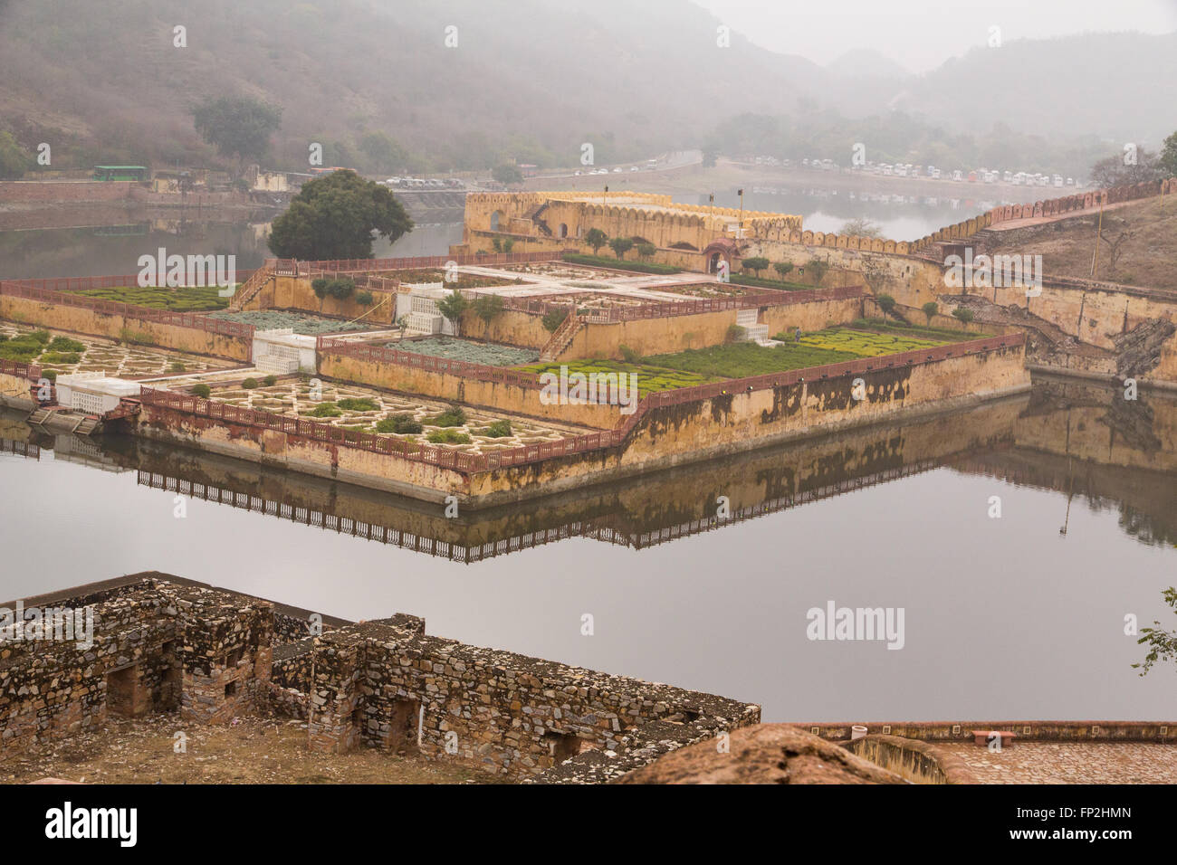 Asien, Indien, Rajasthan, Jaipur, Amber Fort, Maota See, vom Amber Fort aus gesehen. Stockfoto