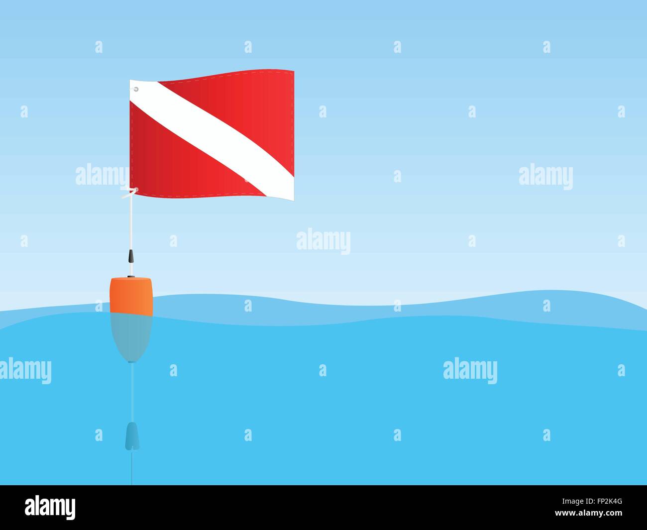 Abbildung einer Scuba Flagge im Meer schwimmen. Stock Vektor
