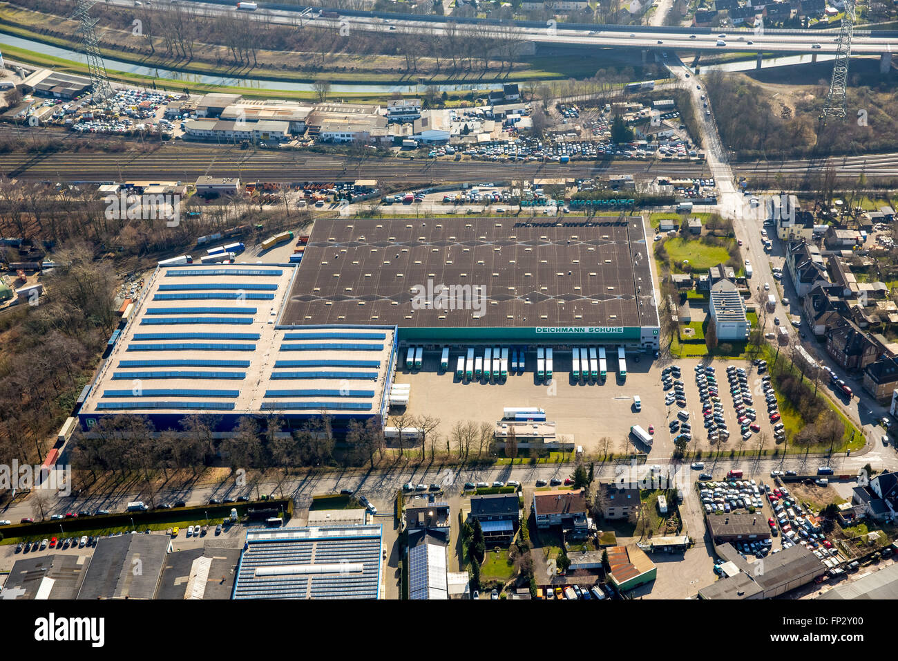 Luftaufnahme, Gewerbegebiet an der Knippenburg, Deichmann Schuhe