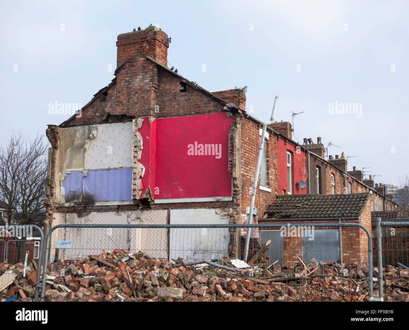 Reihen von Häusern abgerissen in Middlesbrough, North East England Stockfoto