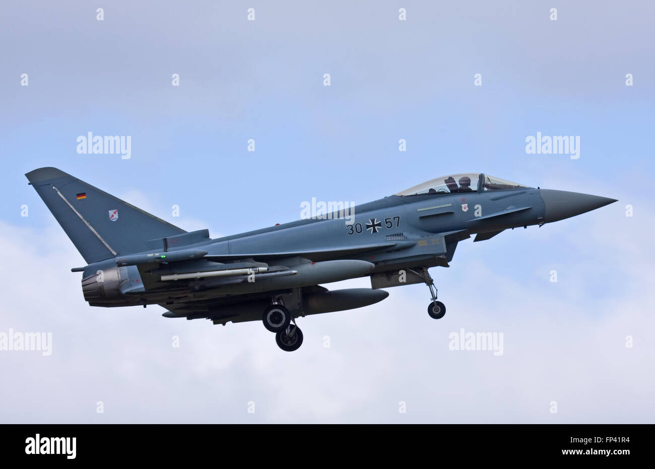 Luftwaffe Eurofighter Typhoon 30 + 57 an RAF Coningsby Stockfoto