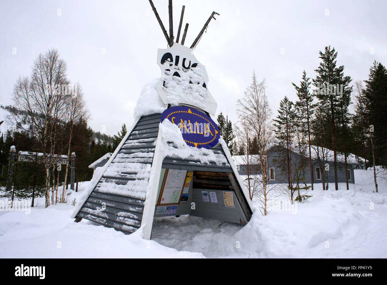 Salla, Lappland, Finnland. Typisch sind in der Regel in der komplexen Salla-Skigebiet. Salla wurde die Ehre des Seins Finnlands ersten gegeben. Stockfoto