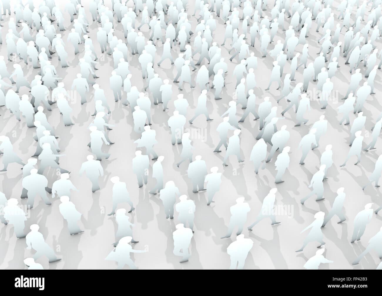 Anonyme Menge / 3D-Render weißen Fußgänger Rabe Stockfoto