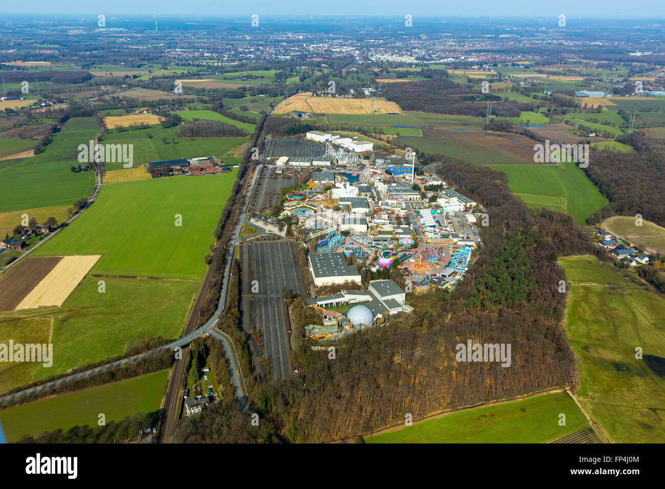 Luftaufnahme, Movie Park Kirchhellen Movie Park Germany, Feldhausen, Kirchhellen, Bottrop, Ruhr, Nordrhein-Westfalen, Deutschland Stockfoto