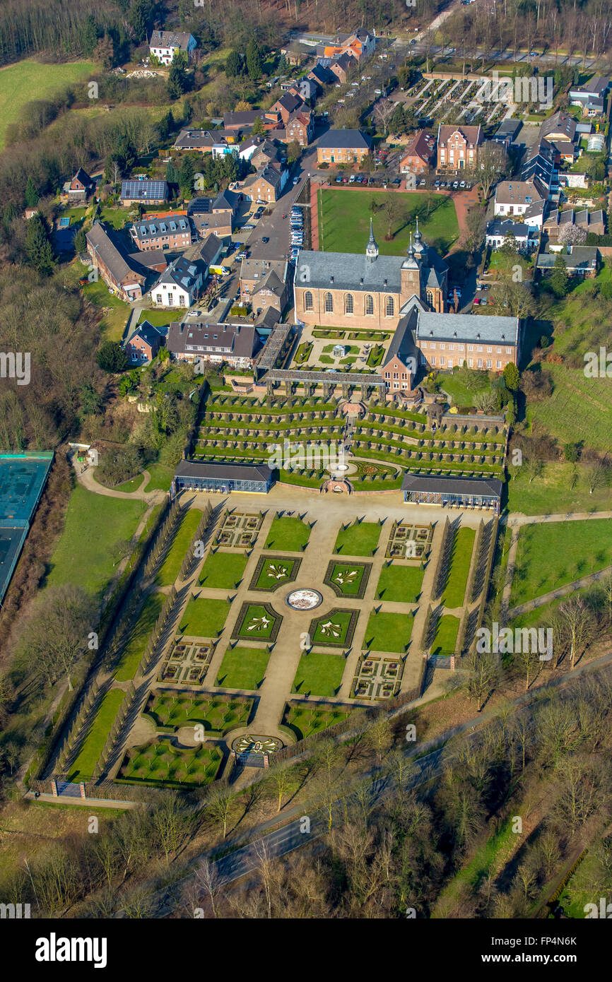 Antenne, spirituelle und kulturelle Zentrum Klosterkamp mit Gartenterrasse und barocke Gärten, Gartenkunst, Kamp-Lintfort, Stockfoto