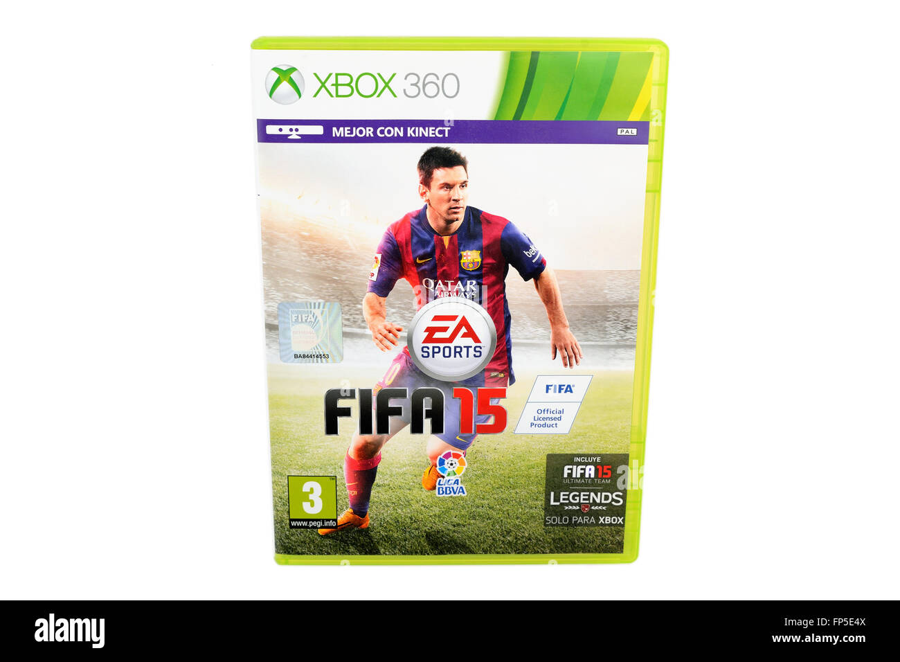 Das berühmte Videospiel FIFA 15, veröffentlicht von Electronic Arts, mit Messi (Spieler) auf dem Cover. Stockfoto