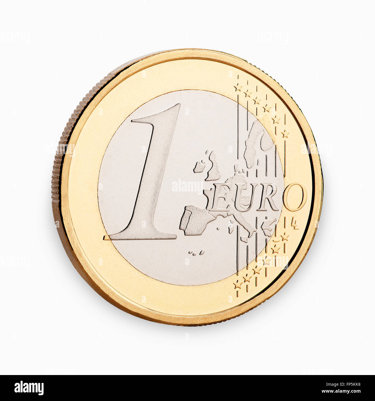 ein-Euro-Münze isoliert auf weißem Hintergrund Stockfoto