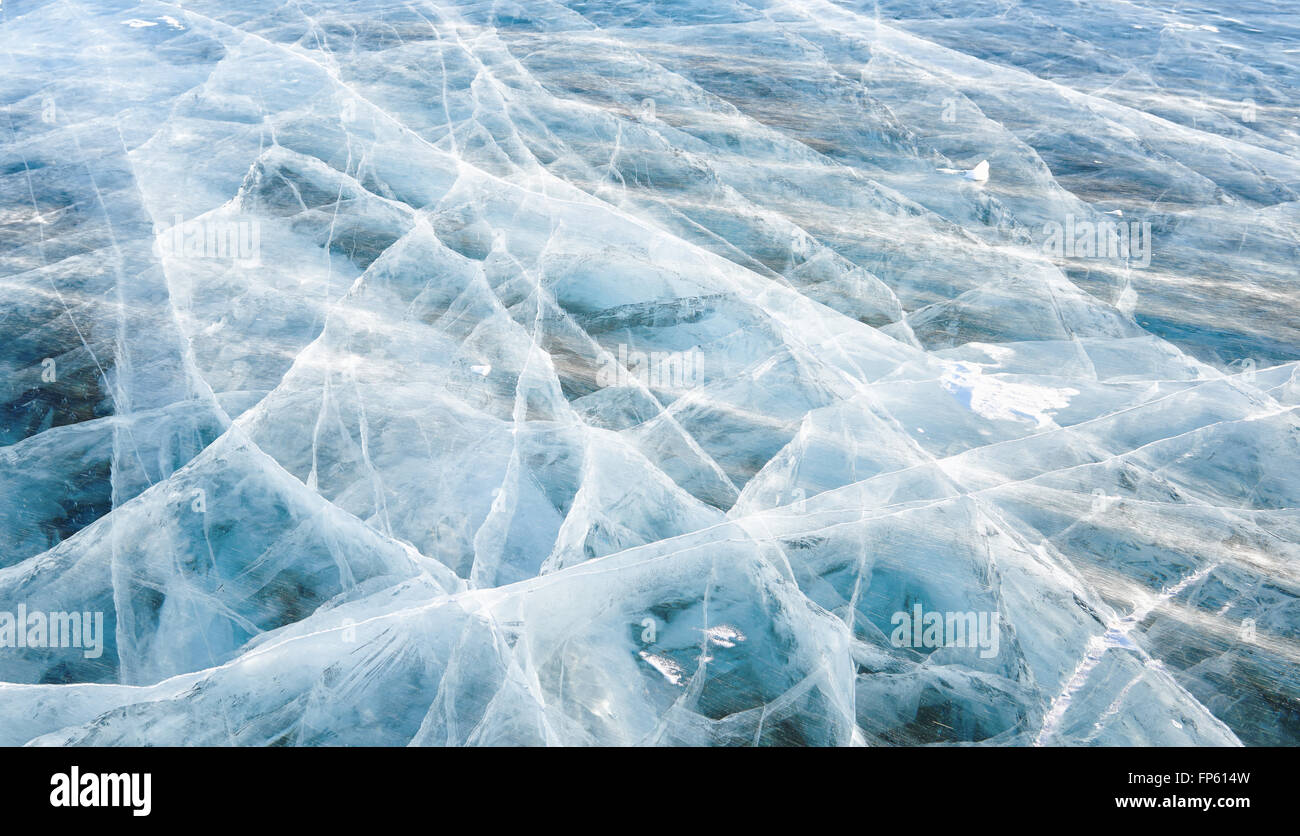 Grafische Qualität Linie Risse im Eis. Hovsgol. Mongolei Stockfoto