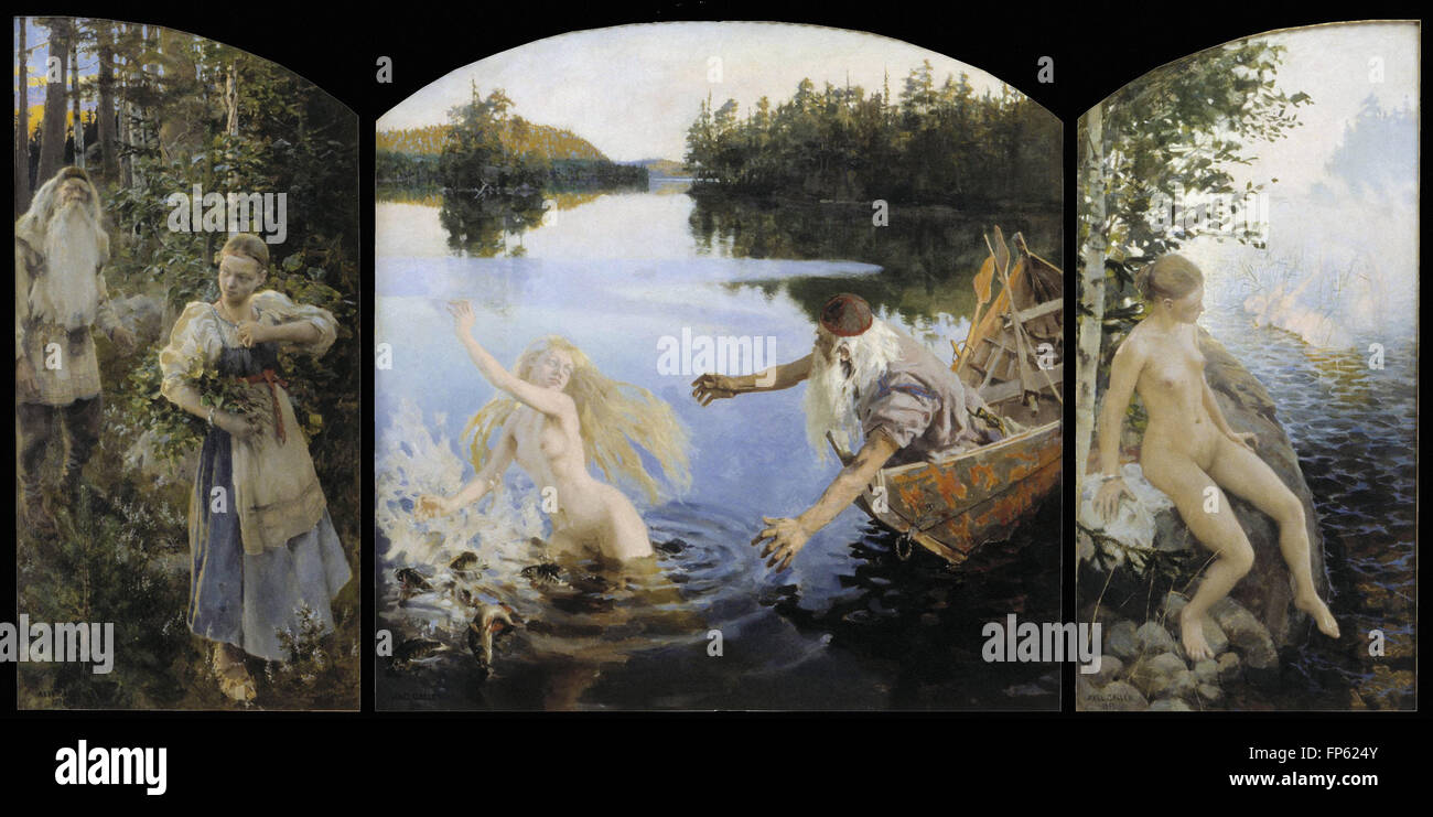 Akseli Gallen-Kallela - Aino Mythos Triptychon Stockfoto