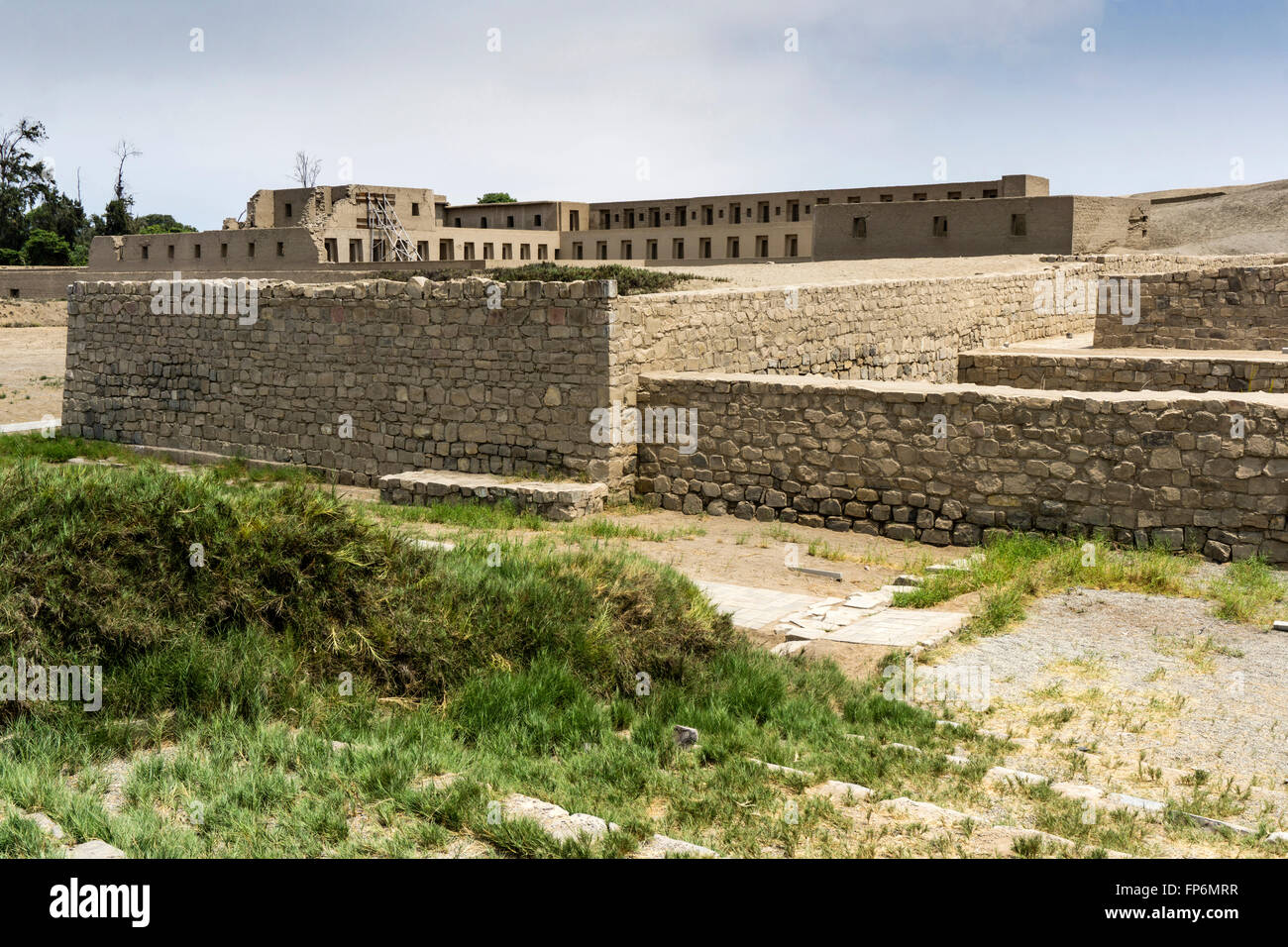 Peru Lima. archäologische Stätte von Pachacamac. Acllawasi, Tempel inca (1450 v. Chr.). Stockfoto