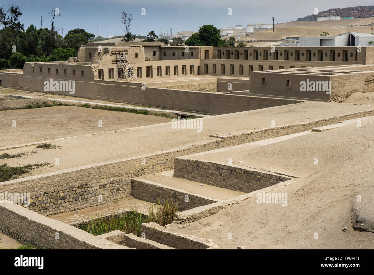 Peru. Lima. Archäologische Stätte von Pachacamac. Acllawasi, Inka-Tempel (1450 v. Chr.). Stockfoto