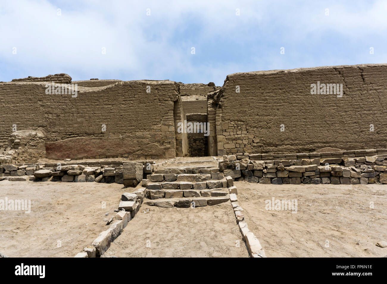 Peru Lima. archäologische Stätte von Pachacamac. Tempel der Sonne (1450). Stockfoto