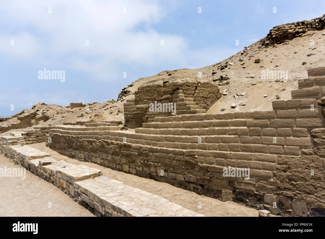 Peru Lima. archäologische Stätte von Pachacamac. Tempel der Sonne (1450). Stockfoto