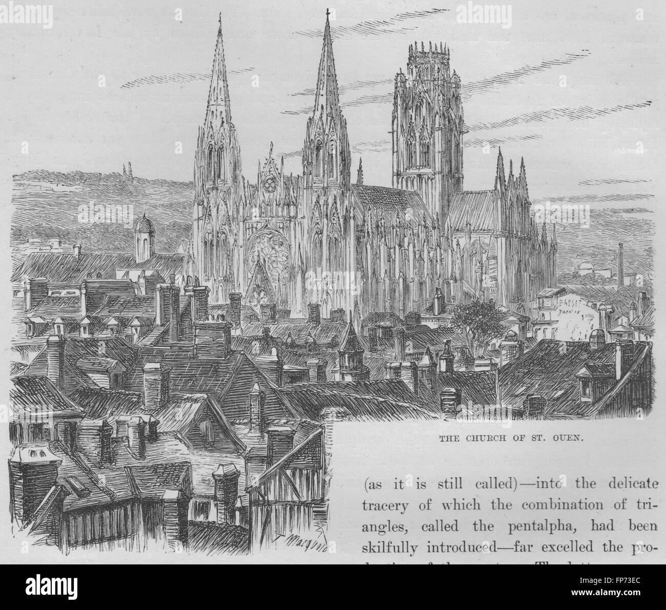 ROUEN: Die Kirche von St-Ouen, antique print 1882 Stockfoto