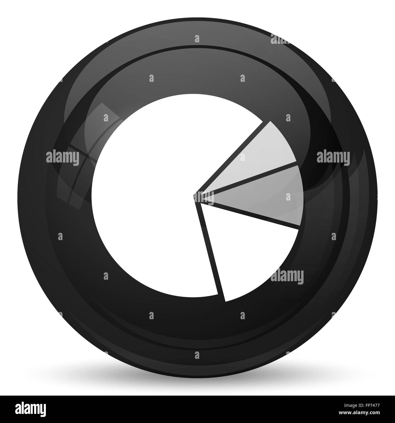 Pie Diagrammsymbol. Internet-Button auf weißem Hintergrund. Stockfoto